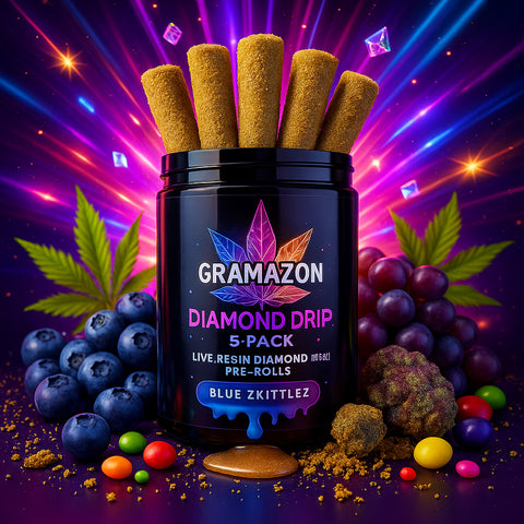 Gramazon Diamond Drip 5-Pack - Blue Zkittlez Liquid Diamonds Kief Infused 💎