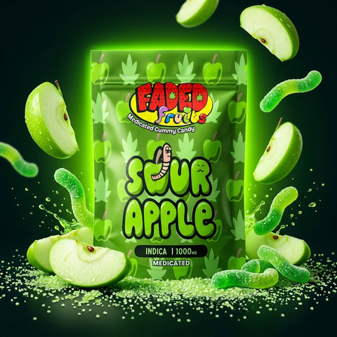 1000mg Faded Fruits - Sour Apple Medicated Gummies