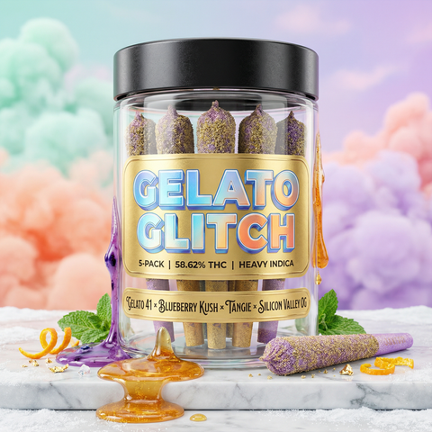 5-pack Pre-Rolls - Gelato Glitch Liquid Diamonds Kief Infused 💎