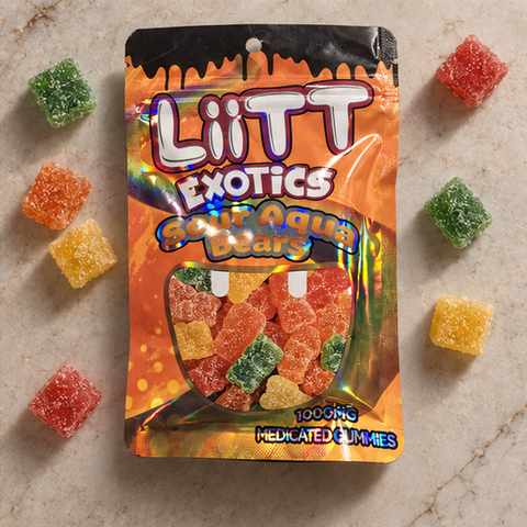 LiiTT Exotics Sour Aqua Bears 1000mg package
