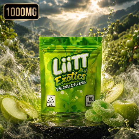 LiiTT Exotics Sour Green Apple Rings 1000mg package