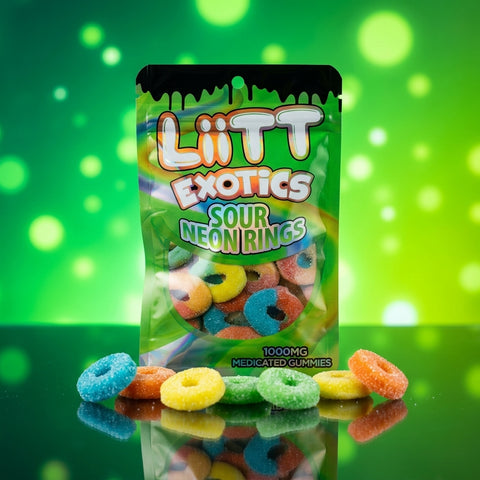 LiiTT Exotics Sour Neon Rings 1000mg package