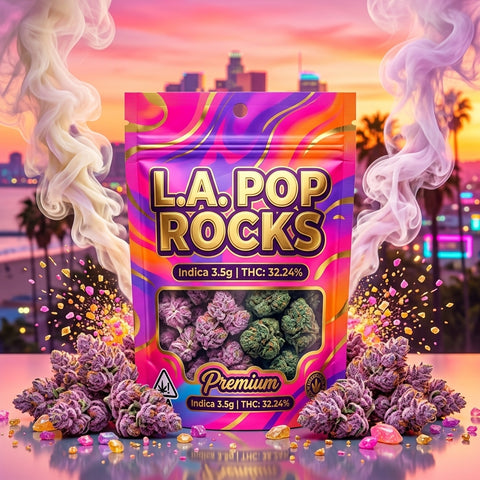 L.A. Pop Rocks — luxury candy-pop packaging with LA sunset