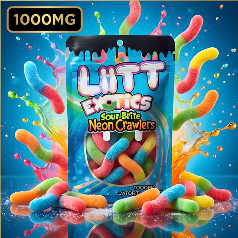 1000mg LiiTT Exotics - Sour Brite Neon Crawlers Medicated Gummies