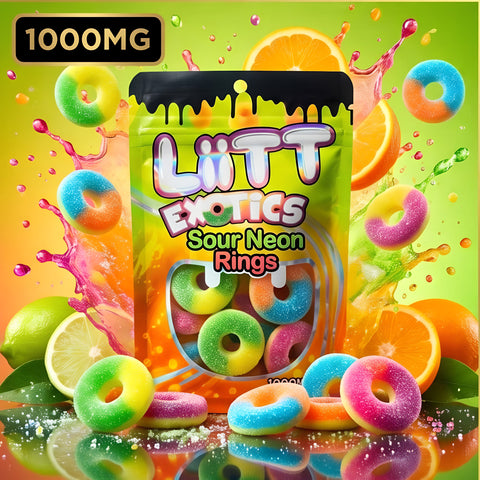 1000mg LiiTT Exotics - Sour Neon Rings Medicated Gummies