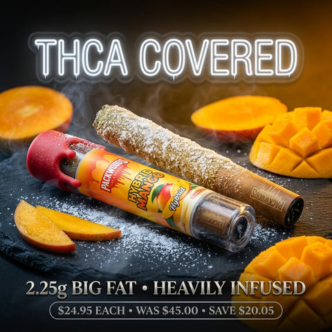 THCA Covered 👅💥🔥 2.25g Big Fat - Heavily Infused - Hybrid Mango