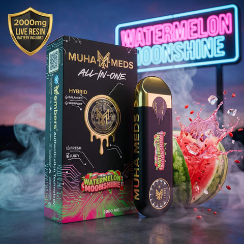 🔥2g Muha Meds – Watermelon MOONSHINE Live Resin Disposable